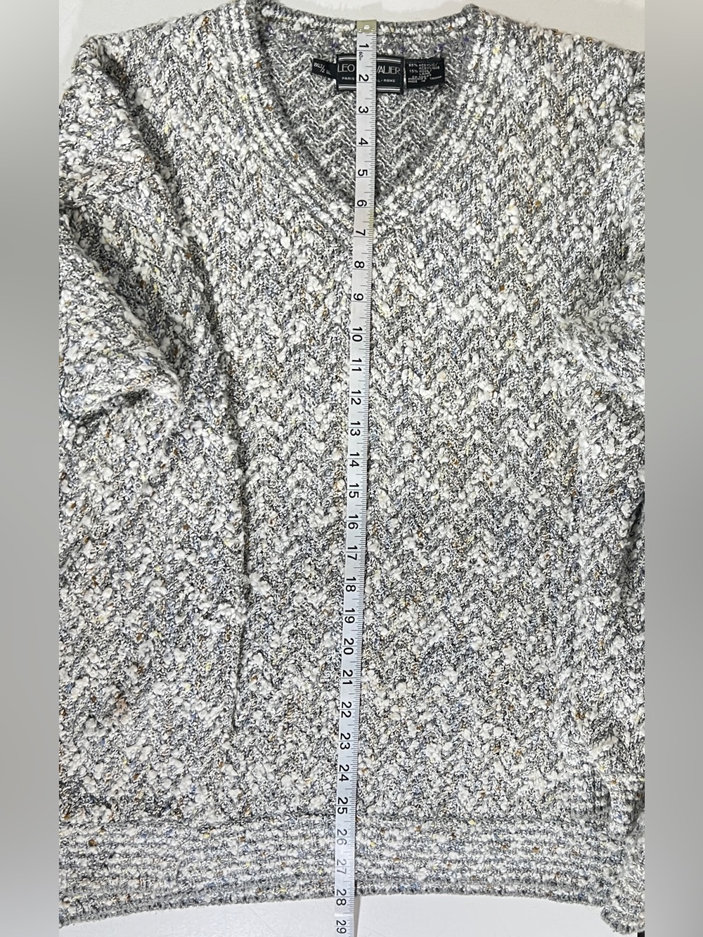 Leo Chevalier Plus Size Knit Sweater 2XL Grey V-Neck Chevron Boho Chic Sweater - Picture 6 of 12
